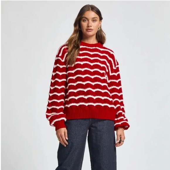 Dear Scarlett Sweaters - NEW! DEAR SCARLETT Holiday Christmas SWEATER TOP in RED SIZE 1XL